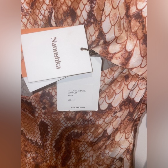 New! NANUSHKA Tess Cutout Snake-Print Satin Mini Dress 🤎 XS NWT! - Picture 13 of 16